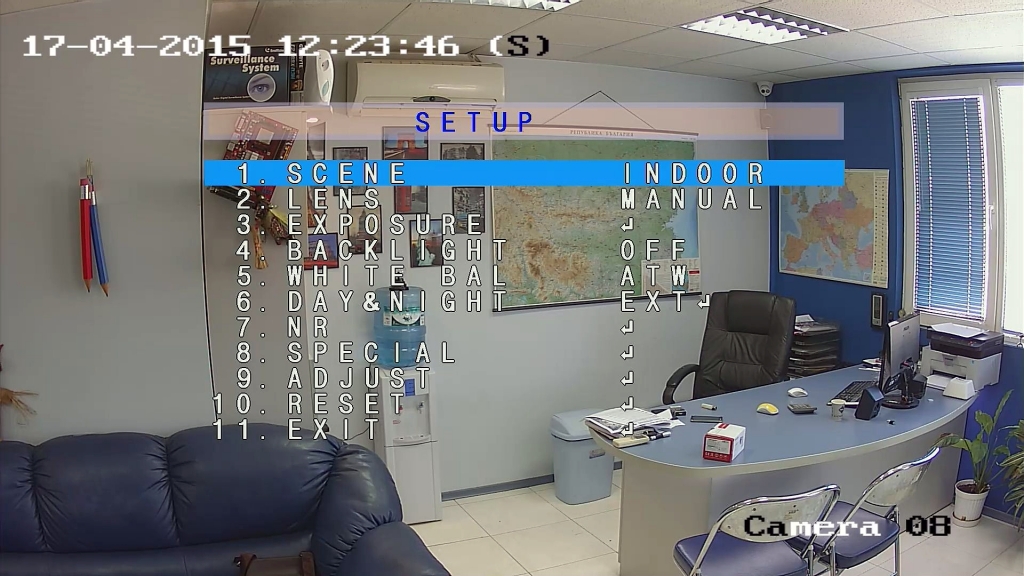 HD-TVI камера в дневен режим с OSD меню
