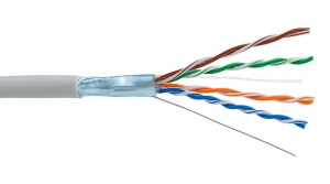 KELine KE300S24-Eca-RLX: Кабел мрежов FTP (F/UTP), Cat.5e, 4x2xAWG24, 300 Mhz, Euroclass Eca, сив, изцяло медни жила, екраниран, PVC външна изолация