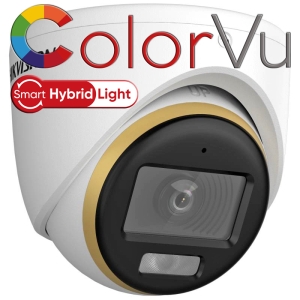 HD-TVI/AHD/CVI/CVBS камера HIKVISION DS-2CE70DF3T-LMFS: 2 MPX, Smart Hybrid Light бяло LED осветление ColorVu и инфрачервено осветление до 20 метра, микрофон с Audio Over Coaxial, обектив 2.8 mm