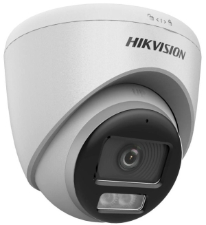 HD-TVI/AHD/CVI/CVBS камера HIKVISION DS-2CE72KF0T-LFS: 5 MPX, Smart Hybrid Light бяло LED осветление ColorVu и инфрачервено осветление до 40 метра, микрофон с Audio Over Coaxial, обектив 2.8 mm