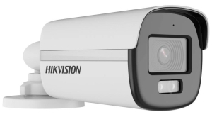 HD-TVI/AHD/CVI/CVBS камера HIKVISION DS-2CE12KF0T-LFS: 5 MPX, Smart Hybrid Light бяло LED осветление ColorVu и инфрачервено осветление до 40 метра, микрофон с Audio Over Coaxial, обектив 2.8 mm