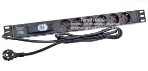 FORMRACK F082PR6SA: 19“ 1U Разклонител с филтър, 6 x 230 V контакта тип Шуко, с ключ и защита от пренапрежение