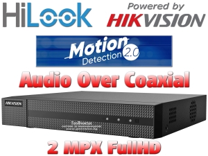 4 канален бюджетен цифров видеорекордер HiLook DVR-204Q-M1. Поддържа 4 HD-TVI камери до 2 MPX + 2 IP камери до 6 MPX. Motion Detection 2.0 алгоритъм и Audio Over Coaxial