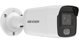 Мрежова IP камера HIKVISION DS-2CD2027G2-LU(C): 2 MPX, AcuSense алгоритми, ColorVu технология с БЯЛО LED осветление до 40 метра, обектив 2.8 mm, микрофон