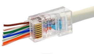 Pass-Through конектор за LAN кабел неекраниран: UTP, CAT.5e, RJ45-8p8c, с позлатени пинове