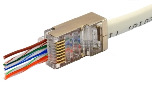 Pass-Through конектор за LAN кабел екраниран: FTP, CAT.5e, RJ45-8p8c, с позлатени пинове