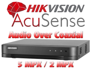 4 канален професионален 4K AcuSense цифров видеорекордер HIKVISION iDS-7204HUHI-M1/XT/A. Поддържа 4 HD-TVI камери до 5 MPX + 4 IP камери до 8 MPX. С Audio Over Coaxial