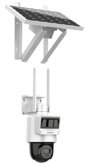 Автономна 4G IP камера HIKVISION DS-2DE2C400IWG-K/4G/C05S10: 4 MPX, LTE със слот за СИМ карта, соларен панел, литиева батерия, инфрачервено осветление до 30 метра, обектив 2.8 mm, микрофон и говорител